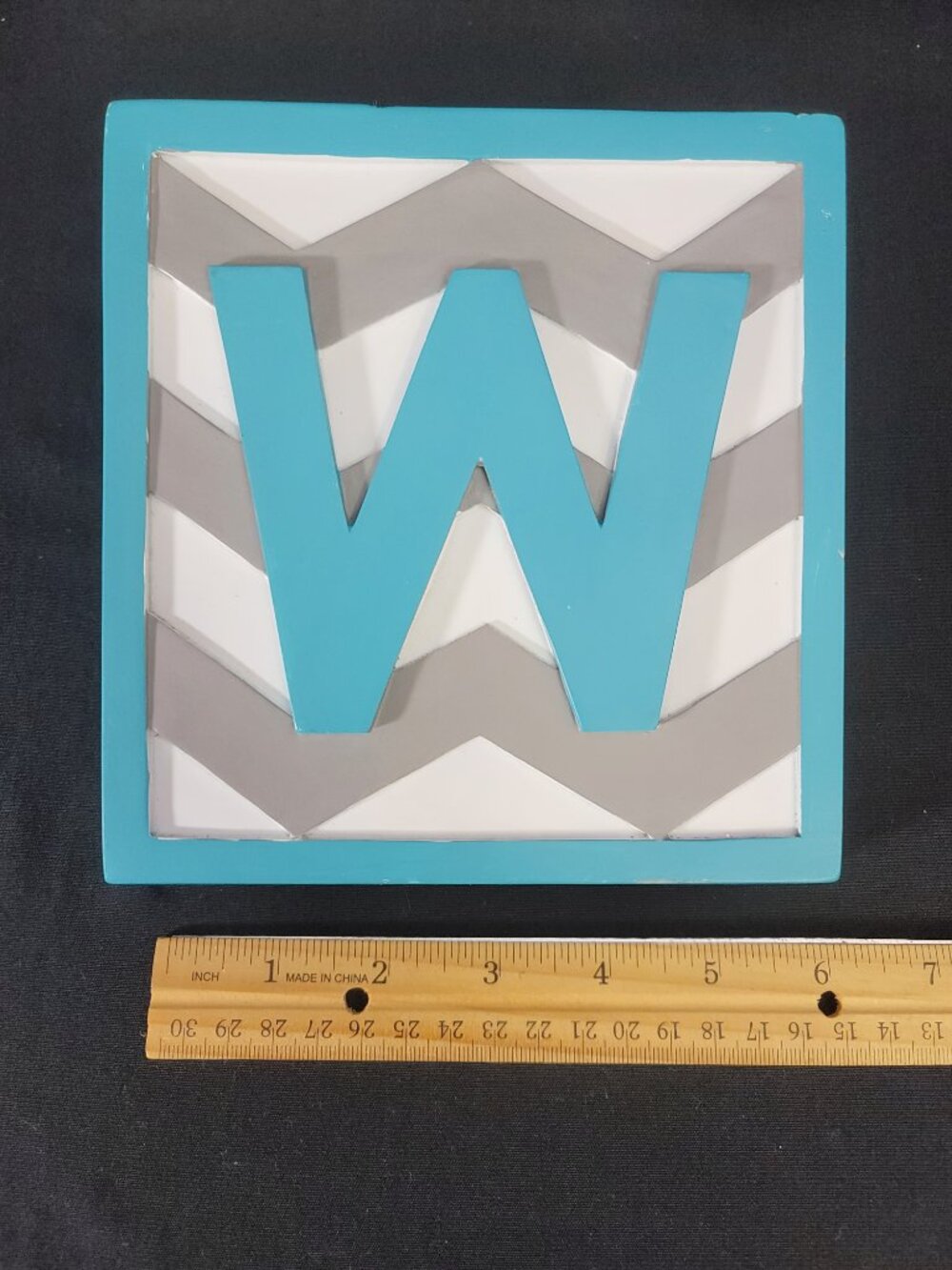 The Spring Shop Monogram W Aqua Chevron Decorative Block Spring 2014 - Picture 12 of 15